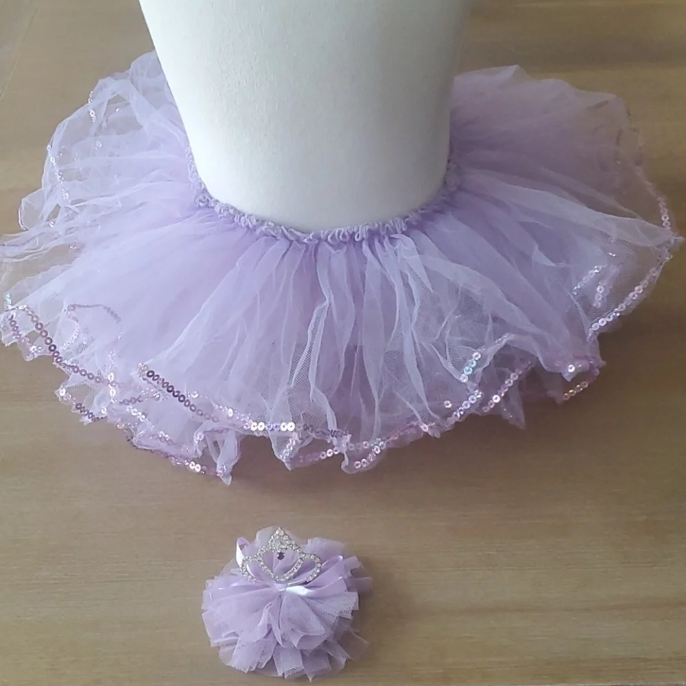 Girls Lavender Tutu Set NWT Balletcore Princess Fairy Skirt & Hair Clip